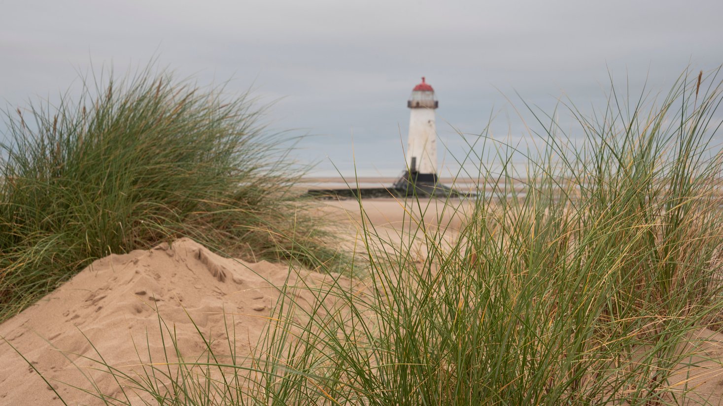 Beautiful Sunrise Landscape Image of Talacre Beach Lighthouse at